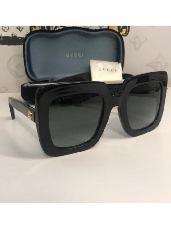 New Authentic Gucci GG0328S 001 Black Square Sunglasses Grey Gradient Lenses main image 6